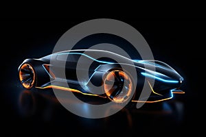 Futuristic design of electric car concept on black background