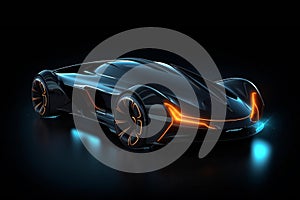 Futuristic design of electric car concept on black background