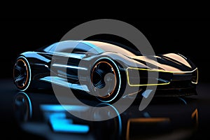 Futuristic design of electric car concept on black background