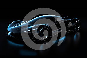 Futuristic design of electric car concept on black background