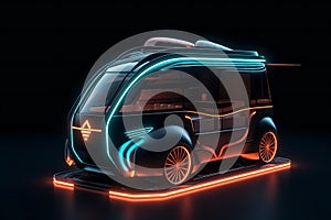 Futuristic design of electric van concept on black background