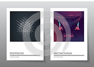 Futuristic design posters with abstract elements and gradients.