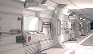 Futuristic design spaceship interior.