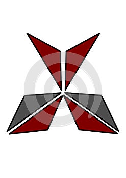 Futuristic designed logo in grey and red