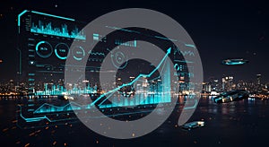 Futuristic Detailed Data Visualization Panel Dashboard Display Interface Element, generate AI