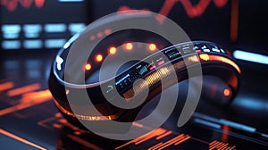 Futuristic Device with Illuminated Display and Data Visualization