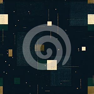 Futuristic Digital Abstract Art with Geometric Patterns and Dots.