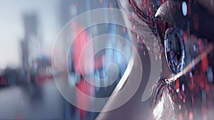 Futuristic Digital Abstract Art with Neon Lights and Data Visualizations