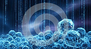 Digital Binary Code Matrix with Futuristic Crystals - Abstract Data Concept