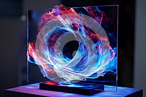 Futuristic Digital Art Display with Vibrant Light Patterns