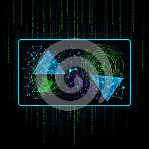 The shapes are binary numbers indicating a theme of technology