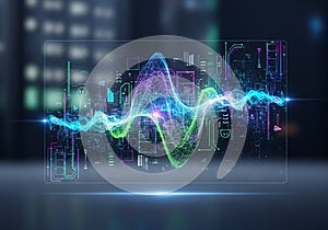 Futuristic digital artwork featuring a vibrant,