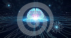 Artificial Intelligence Brain Network Data Connection Technology Concept