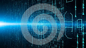 Digital Binary Code Background with Circuitry