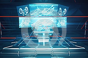 Futuristic digital benchboard closeup