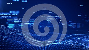 Futuristic digital big data network with binary code, Technology blockchain connection and data analytics, Cybersecurity, and