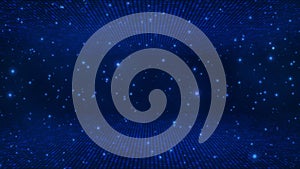 Futuristic Digital Blue Grid with Light Particles