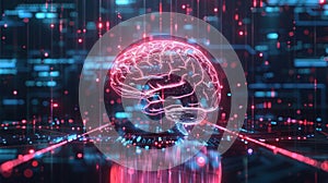 Digital Brain Futuristic Technology Artificial Intelligence Deep Learning Conceptual Design