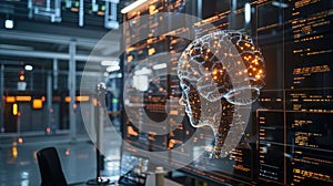 Digital Brain Interface with Data Stream Background in Research Laboratory