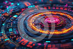 Futuristic digital circle interface. HUD design element. Sci-Fi Target Pointer. AI surface of screen