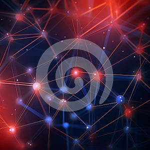 Futuristic Digital Circuit Network blue and red lights