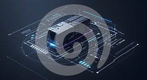 Futuristic Data Center Module on Digital Network Grid