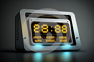 futuristic digital clock display with a sleek design, showing the time in a unique and high-tech font