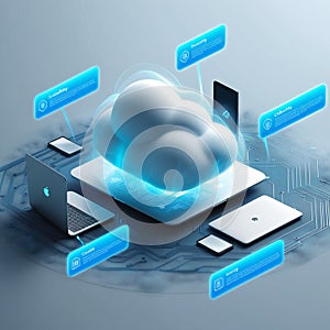 Digital Cloud Computing Network Technology Futuristic Data Flow