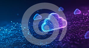 Futuristic digital cloud computing network visualization