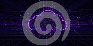 Futuristic Digital Cloud Icon Concept Binary Code Dark Background - Cloud Computing, Digital