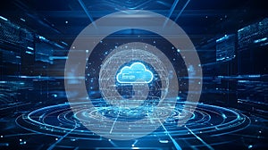 Futuristic digital cloud storage concept
