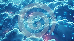 Cloud computing and big data flowing through digital cloudscape