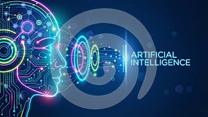 Abstract Artificial Intelligence Interface Robot Technology Innovation Digital Brain Concept