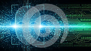 Facial Recognition and AI Biometric Security Concept