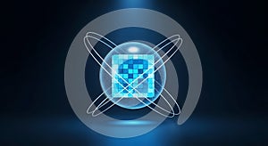 Futuristic Digital Core: AI, Data, and Global Network Concept