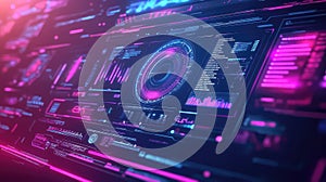 Futuristic digital dashboard displaying big data analytics interface