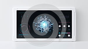 Futuristic AI Control Dashboard with Glowing Neural Network Visualization