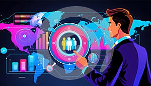 Futuristic Data Analysis with Interactive World Map and Graphs