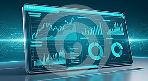 High tech with a virtual interface theme suggesting data analysis or