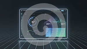 Futuristic Digital Dashboard Interface with Glowing Data Visualization