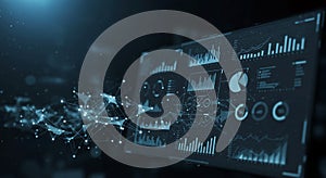 Futuristic Digital Dashboard with Data Analytics and Network Connections