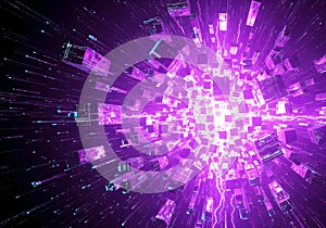 Futuristic Digital Data Explosion Background