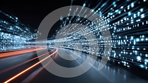 Futuristic Digital Data Highway with Fast Speed Data Streams and Global Connectivity Networks