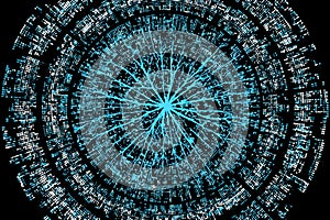 Futuristic Digital Data Network Abstract Visualization in Neon Blue.