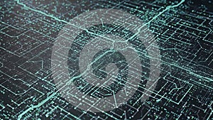 Futuristic Digital Data Network Visualization With Glowing Grid Structure