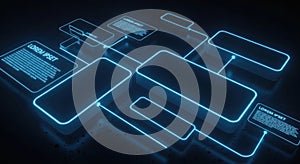 Futuristic digital data network visualization for modern process