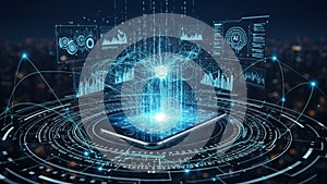 Futuristic digital data processing and artificial intelligence core