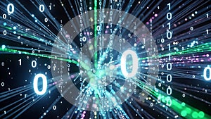 Futuristic Digital Data Stream with Binary Code Network