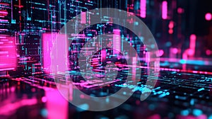 Futuristic digital data stream creating abstract cyber space