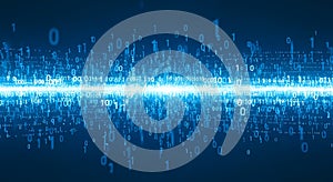 Futuristic Digital Data Stream Visualization with Binary Code and Data Flow Concept for Technology and Information Security Themes